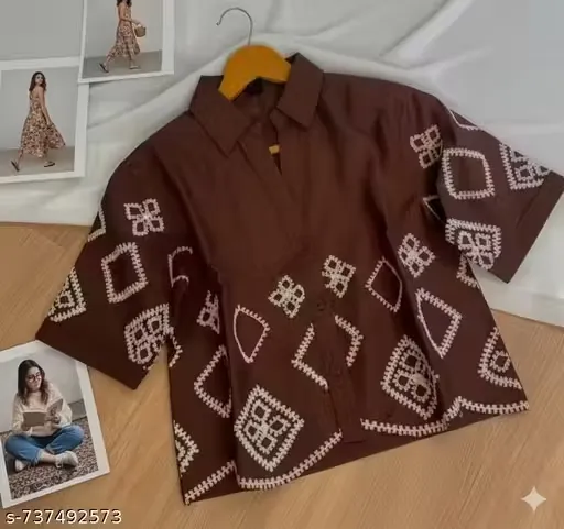 stylish shirt and crop top kofi and white design with Embroidery