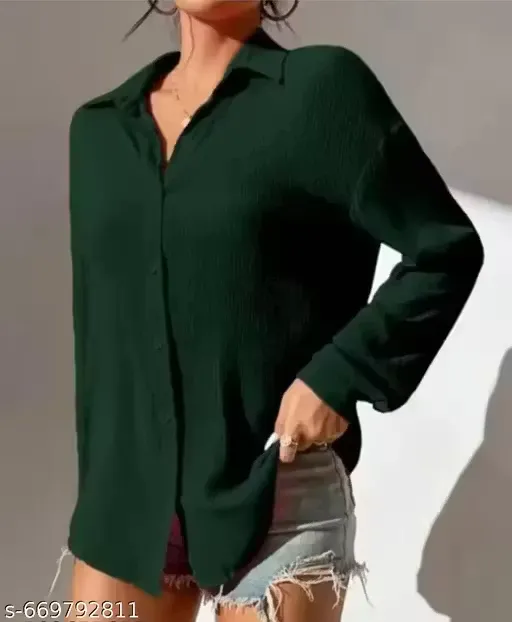 Stylish Fashionable Bottom Green Women Shirt
