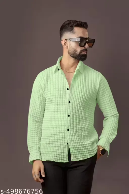 Cossons Fab Men's New Fancy Popcorn Checked Full Sleeve Shirt