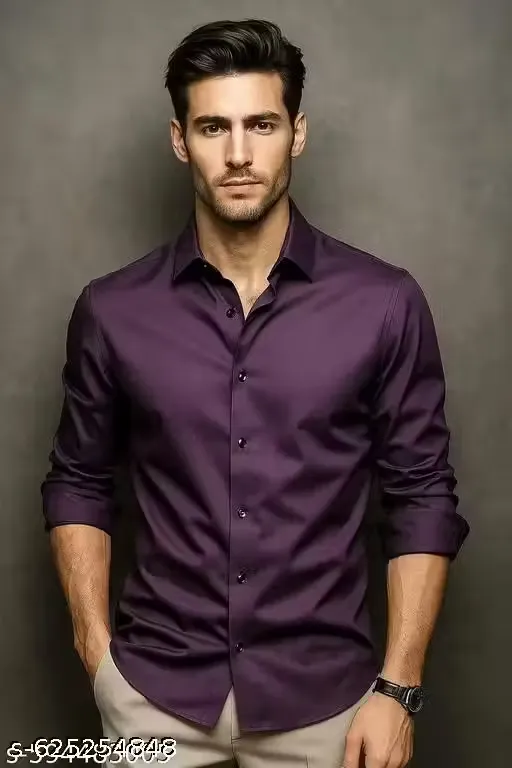 Men's Premium Long Sleeve Satin Shirt – Luxurious Silky Finish, Perfect for Formal Events, Weddings, and Parties"