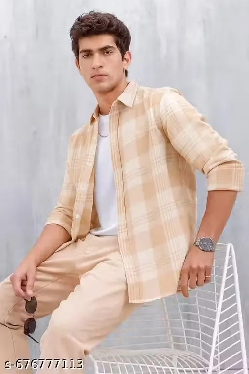 Men Full Sleeve Check Cotton Shirt/Shirt For Men