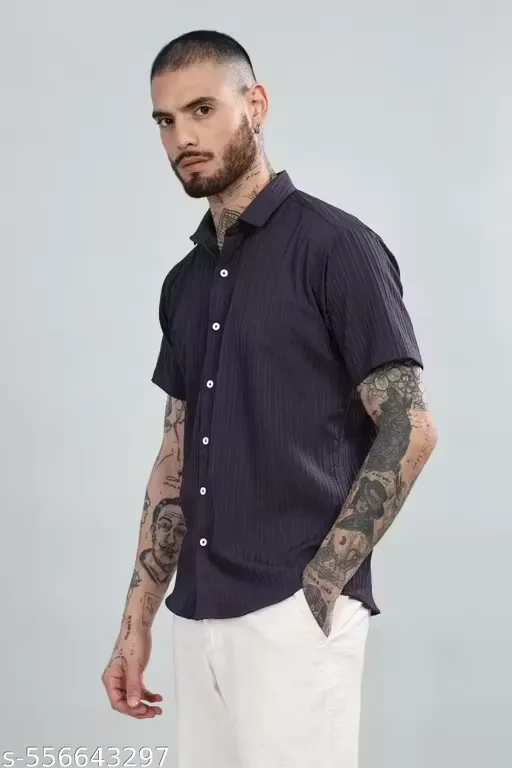 Men Regular Fit Pop corn Spread Collar Half sleeve Casual Shirt