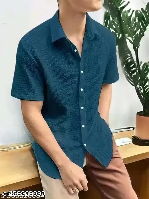 Men's Half Sleeve Popcorn fabric Shirt