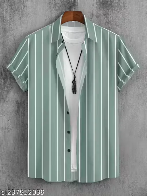 New Trendy Stylish Vertical Printed Stretchable Casual Half Sleeve Shirts MEN