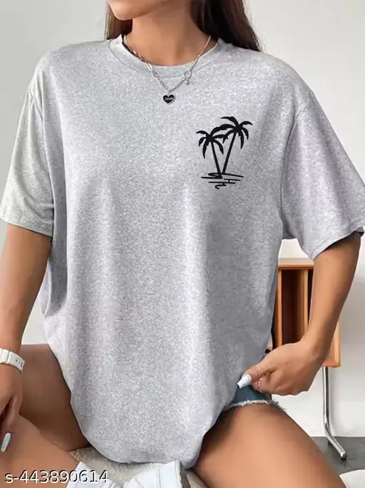 Calm Down Round Neck Printed T-shirt for Women