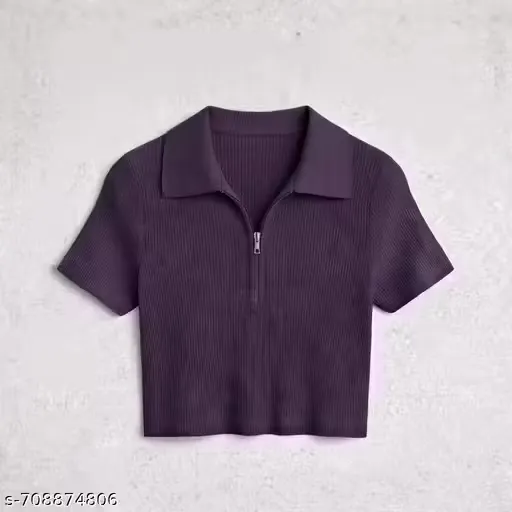 Stylish Crop tshirt for women and girls with zipper