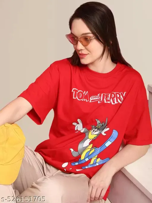 Women's Half Sleeve Oversize Printed T-shirt